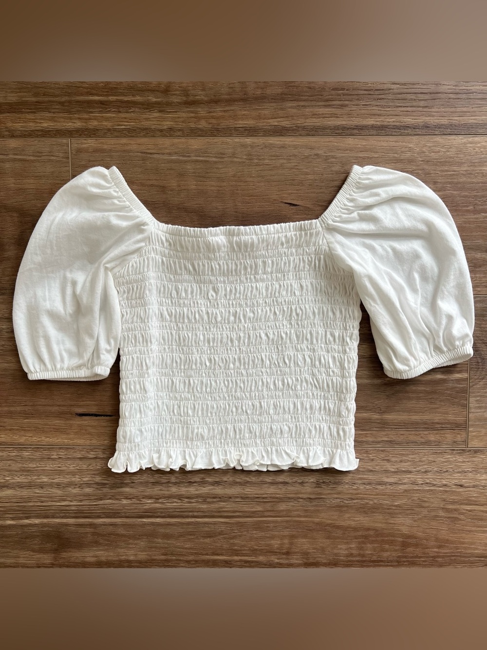 GAP White Smocked Puff Sleeve Crop Top girls